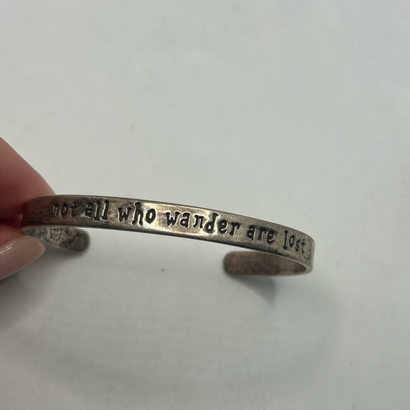 Far Fetched Sterling Silver Not All Who Wander Are Lost Cuff Bracelet vintage - Picture 6 of 12